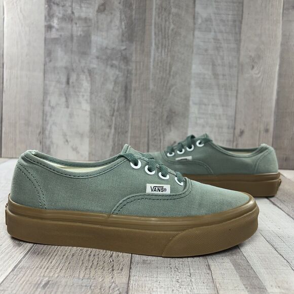 Vans Authentic Kids Size 3.5 Canvas Skate Shoes Sneaker Duck Green Gum Sole - Picture 3 of 14